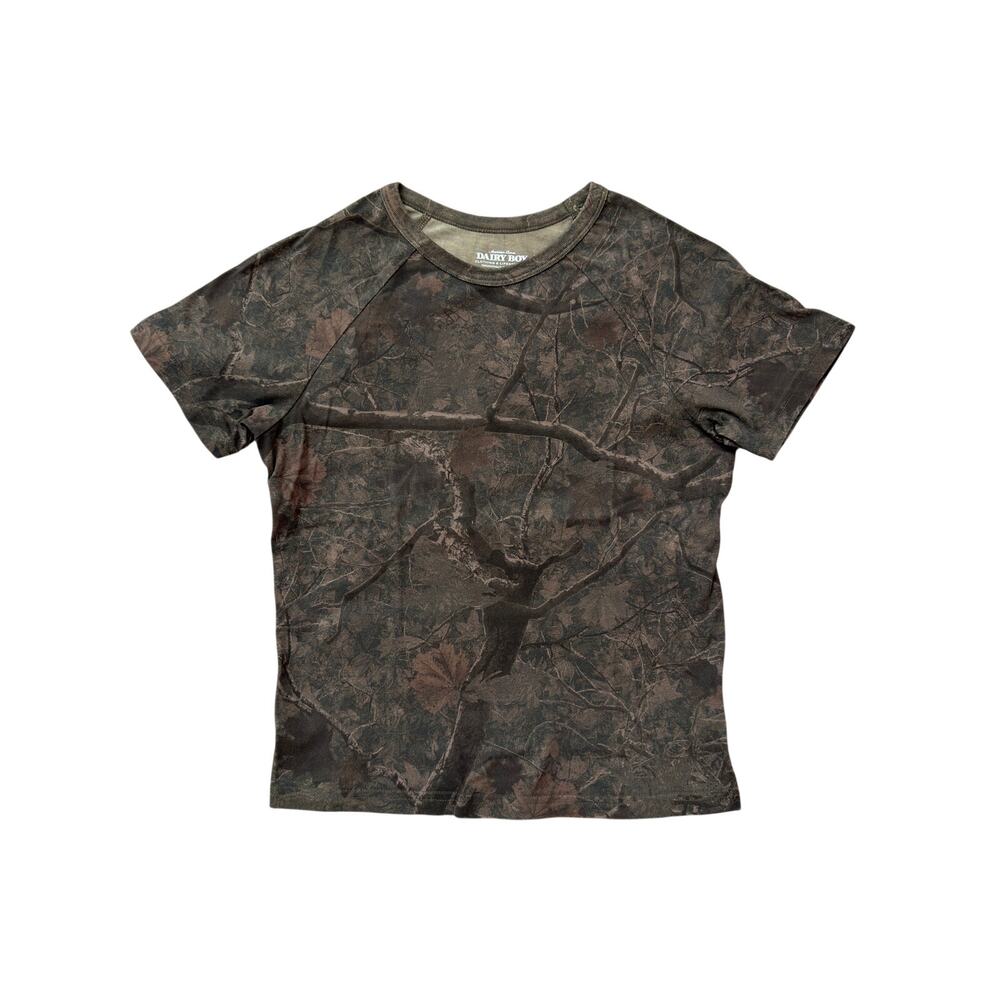 Dairy Boy Womens Short Sleeve Camouflage Tee - Brown/Green